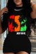 Black Casual Street Print Letter O Neck One Step Skirt Dresses