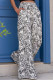 Black Casual Print Patchwork Loose Mid Waist Wide Leg Full Print Bottoms