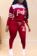 Red Casual Print Patchwork Letter Hooded Collar Long Sleeve Two Pieces