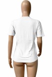 Red Casual Character Print Letter O Neck T-Shirts