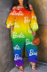 Multicolor Casual Letter Print Basic Off the Shoulder Regular Jumpsuits