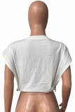 Pink Street Character Print Letter O Neck Tops