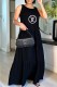 Black Casual Print Letter O Neck Cake Skirt Dresses