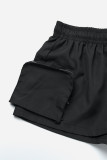 Black Street Solid Patchwork Pocket Loose Straight Solid Color Bottoms