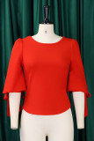 Tangerine Casual Solid Patchwork O Neck Tops