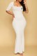 White Sexy Print Letter Square Collar Trumpet Mermaid Dresses