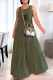 Army Green Casual Print Letter O Neck Cake Skirt Dresses