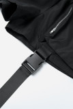 Black Street Solid Patchwork Pocket Loose Straight Solid Color Bottoms
