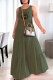 Army Green Casual Print Letter O Neck Cake Skirt Dresses