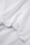 White Casual Solid Patchwork Asymmetrical Turndown Collar Tops