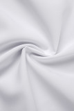 White Casual Solid Patchwork Asymmetrical Turndown Collar Tops