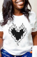 White Casual Daily Print Patchwork O Neck T-Shirts
