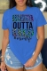 Royal Blue Casual Vintage Print Patchwork O Neck T-Shirts