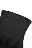 Black Sexy Solid Tassel Backless Strapless Sleeveless Dress Dresses