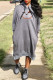 Grey Casual Print Basic Hooded Collar Long Sleeve Dresses