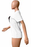 Pink Casual Character Print Letter O Neck T-Shirts