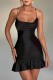 Black Sexy Solid Backless Cross Straps Spaghetti Strap Sleeveless Dress Dresses