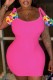 Rose Red Sexy Casual Solid Backless U Neck Sling Dress Dresses