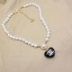 Black Vintage Simplicity Letter Pearl Necklaces