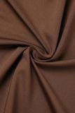 Brownness Sexy Casual Solid Backless Hooded Collar Tops