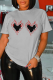Light Gray Street Daily Print Patchwork O Neck T-Shirts