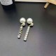 White Elegant Letter Pearl Rhinestone Earrings