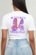 White Daily Vintage Print Patchwork O Neck T-Shirts