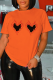 Orange Street Daily Print Patchwork O Neck T-Shirts