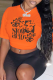 Orange Casual Vintage Print Patchwork O Neck T-Shirts