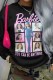 Black Casual Character Print Letter O Neck Tops