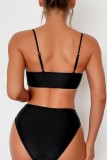 Black Sexy Solid Hollowed Out Backless Swimwears (With Paddings)
