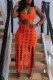 Orange Sexy Solid Hollowed Out See-through Backless U Neck Sleeveless Dress