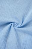 Blue Sexy Solid Patchwork Turndown Collar Long Sleeve Two Pieces