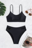 Black Sexy Solid Hollowed Out Backless Swimwears (With Paddings)