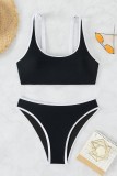 Black Sexy Solid Patchwork Backless Swimwears (With Paddings)