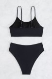 Black Sexy Solid Hollowed Out Backless Swimwears (With Paddings)