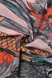Colour Sexy Casual Print Bandage Backless Halter Sleeveless Two Pieces