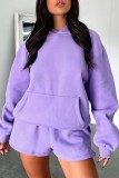 Sky Blue Casual Solid Basic Hooded Collar Long Sleeve Two Pieces