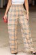 Khaki Casual Simplicity Striped Patchwork Loose Mid Waist Speaker Bottoms