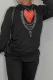 Black Street Vintage Print Patchwork O Neck Tops