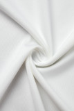 White Casual Solid Frenulum Turtleneck Sleeveless Two Pieces