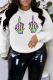 White Street Daily Print Skull Patchwork O Neck Tops