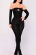 Black Sexy Print Letter Strapless Jumpsuits