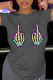 Dark Gray Casual Daily Print Skull Patchwork O Neck T-Shirts