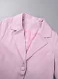 Pink Casual Solid Patchwork Buttons V Neck Long Sleeve Two Pieces