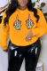 Yellow Street Daily Print Skull Patchwork O Neck Tops