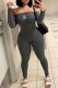Dark Gray Sexy Print Letter Strapless Jumpsuits