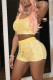 Yellow Fashion Sexy Bronzing Basic O Neck Sleeveless Two Pieces