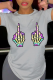 Light Gray Casual Daily Print Skull Patchwork O Neck T-Shirts