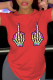 Red Casual Daily Print Skull Patchwork O Neck T-Shirts